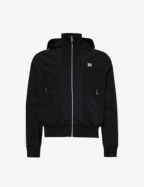 PALM ANGELS: Monogram brand-patch regular-fit shell hooded track jacket