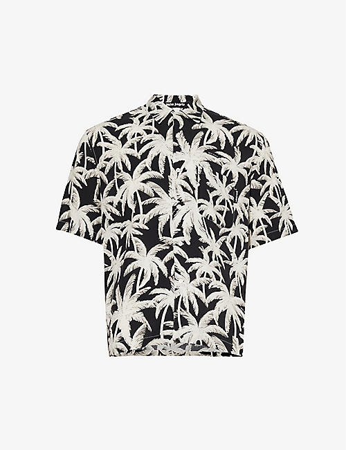 PALM ANGELS: Palms Allover brand-print relaxed-fit woven shirt