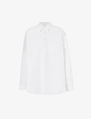 Y/PROJECT: Scrunched brand-embroidered cotton shirt