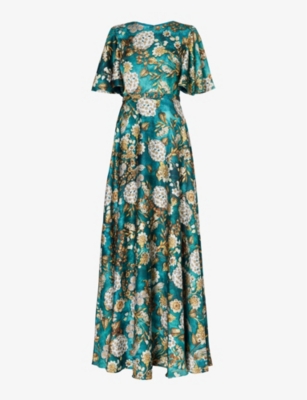 MARY KATRANTZOU: Harper floral-print satin maxi dress