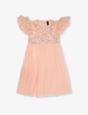 NEEDLE AND THREAD: Posy sequin-embellished recycled-polyester dress 4-10 years