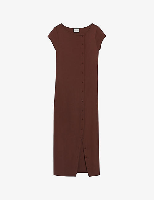 CLAUDIE PIERLOT: Boat-neck short-sleeved stretch-woven midi dress