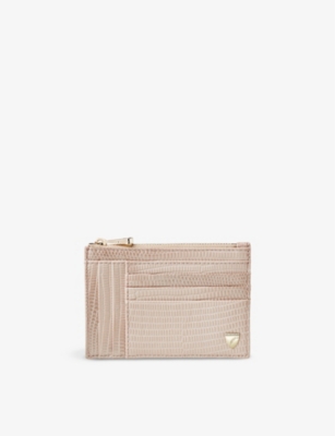 ASPINAL OF LONDON: Logo-embossed zipped leather card holder