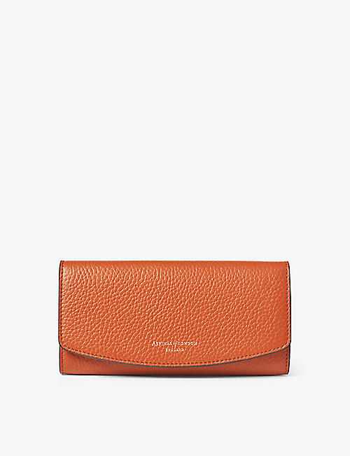 ASPINAL OF LONDON: Essential foiled-branding pebbled-leather purse