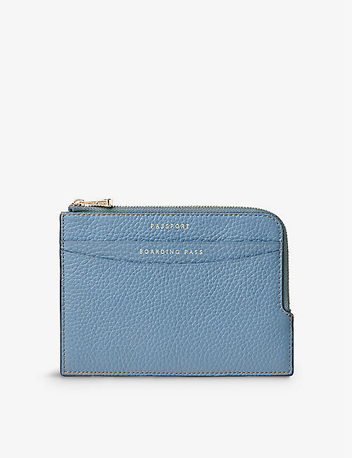 ASPINAL OF LONDON: Logo-embossed zipped leather travel wallet
