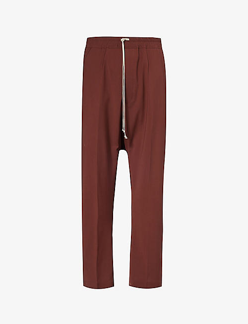 RICK OWENS: Drawstring-waist flap-pocket straight-leg regular-fit wool trousers