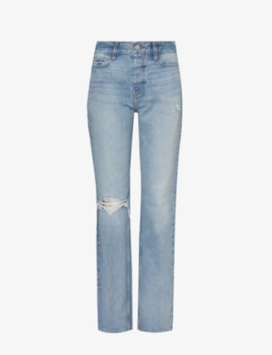 DALA: Alley split-leg straight-leg mid-rise organic-cotton jeans
