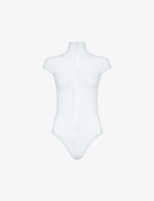 ALAIA: High-neck semi-sheer knitted body