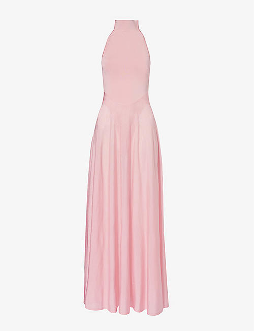 ALAIA: High-neck slim-fit knitted maxi dress
