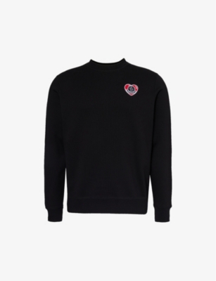 MONCLER: Heart logo-appliqué regular-fit cotton-jersey sweatshirt