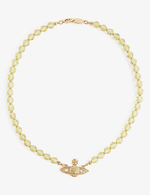 VIVIENNE WESTWOOD JEWELLERY: Messaline gold-tone brass and crystal-embellished choker necklace