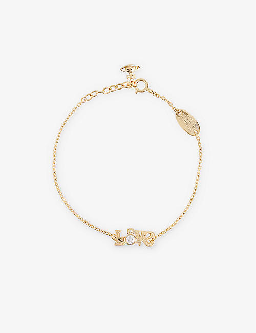 VIVIENNE WESTWOOD JEWELLERY: Erica Orb-embellished gold-plated 925 sterling silver and cubic zirconia bracelet