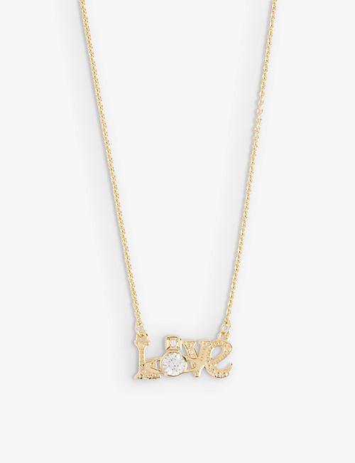 VIVIENNE WESTWOOD JEWELLERY: Erica Orb-embellished gold-plated 925 sterling silver and cubic zirconia pendant necklace