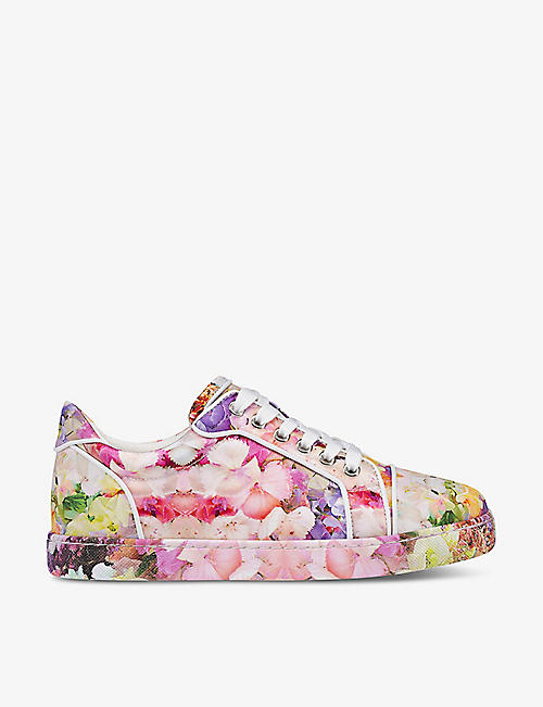 CHRISTIAN LOUBOUTIN: Vieira floral-print crepe-satin low-top trainers