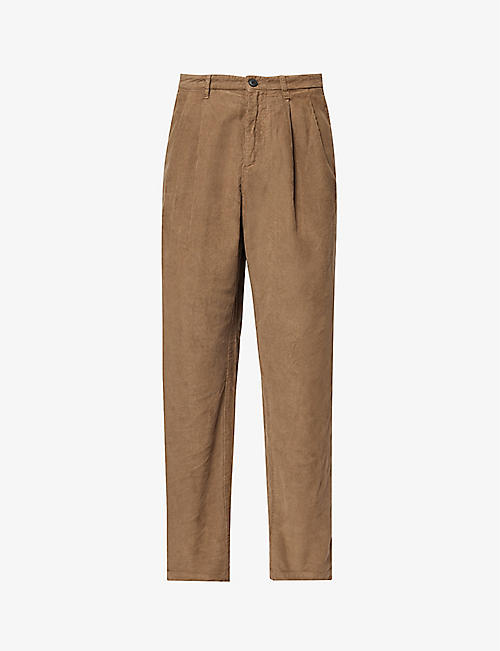 SUNSPEL: Pleated tapered-leg mid-rise cotton-corduroy trousers