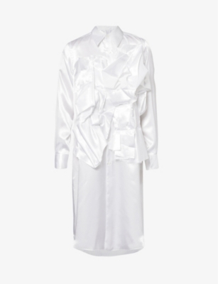 COMME DES GARCONS: Ruched long-sleeved satin midi dress