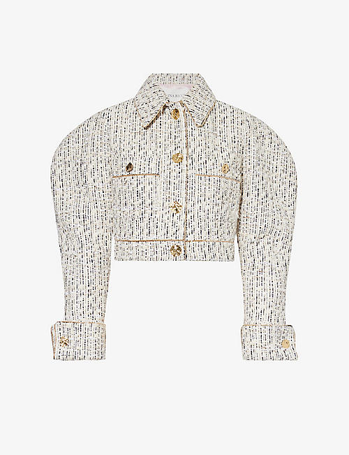 NINA RICCI: Exaggerated-sleeve tweed-textured cotton-blend jacket