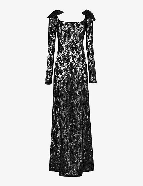 NINA RICCI: Sequin-embellished lace maxi dress