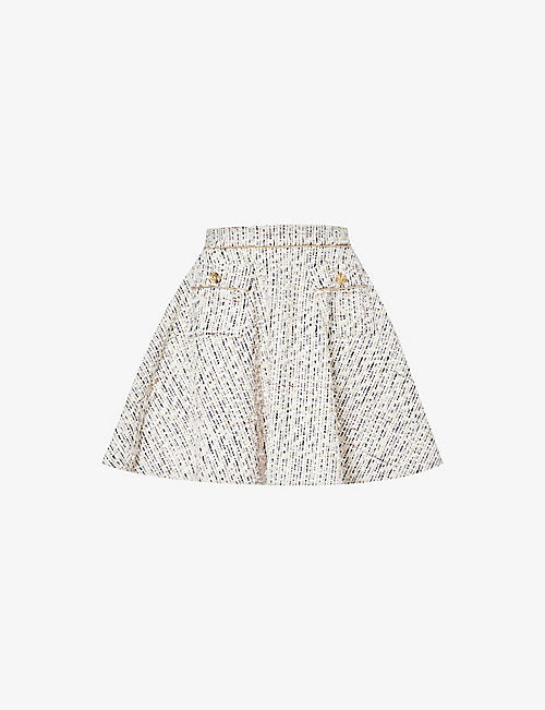 NINA RICCI: High-rise A-line cotton-blend mini skirt
