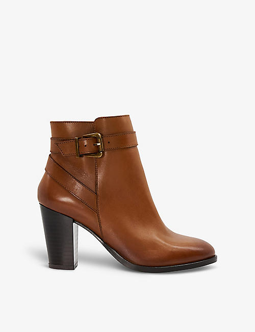DUNE: Philippa buckle-embellished heeled leather ankle boots