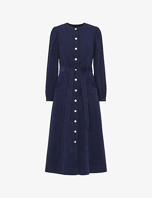 WHISTLES: Angelica belted cotton corduroy midi dress