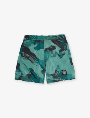 STONE ISLAND: Camouflage-print cotton-jersey shorts 6-12 years