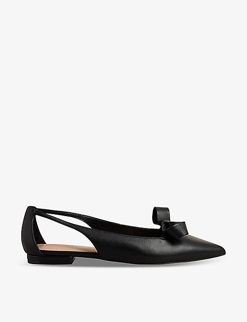 TED BAKER: Marlini bow-embellished cut-out leather ballerina flats