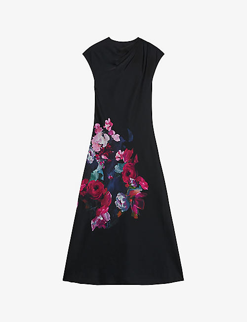 TED BAKER: Rahelee floral-print satin midaxi dress