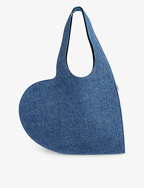 COPERNI: Heart-shaped cotton-denim tote bag