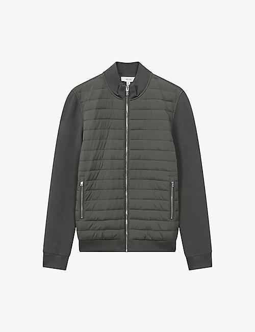 REISS: Freddie quilted knitted cotton-blend jacket