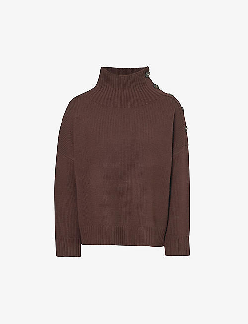 YVES SALOMON: High-neck relaxed-fit wool and cashmere-blend knitted jumper