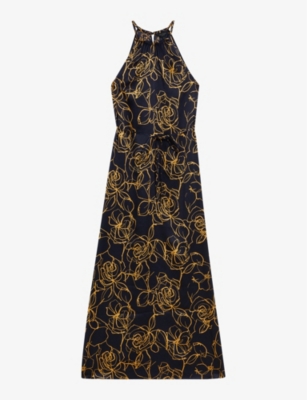 TED BAKER: Roxiell floral-print halter-neck woven maxi dress