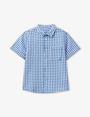 BENETTON: Logo-embroidered gingham cotton shirt 18 months-6 years