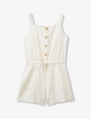 BENETTON: Button-down shirred-back cotton playsuit 6-14 years