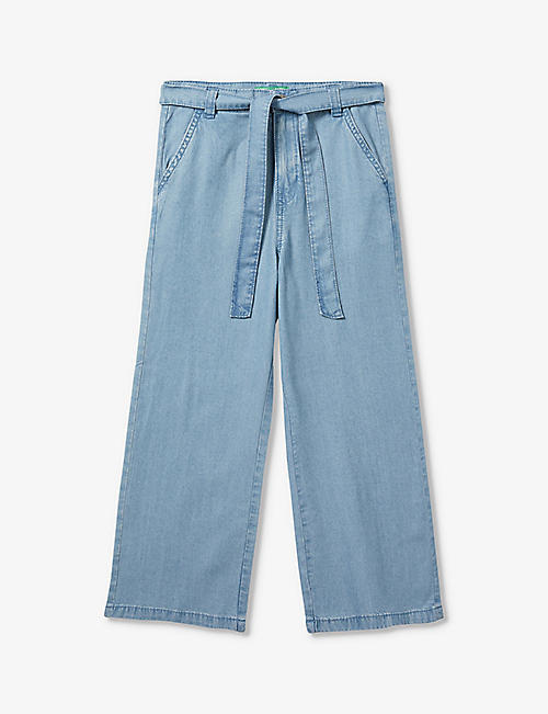 BENETTON: Belted palazzo denim trousers 6-14 years