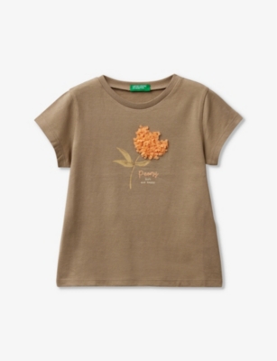 BENETTON: Floral-embroidered cotton T-shirt 18 months-6 years