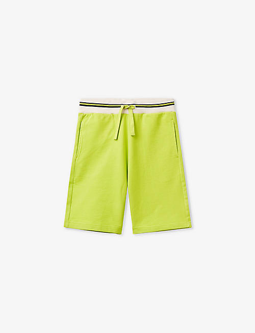 BENETTON: Contrast-waistband regular-fit cotton Bermuda shorts 6-14 years