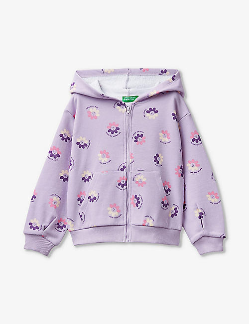 BENETTON: Floral-pattern cotton-jersey hoody 18 months - 6 years