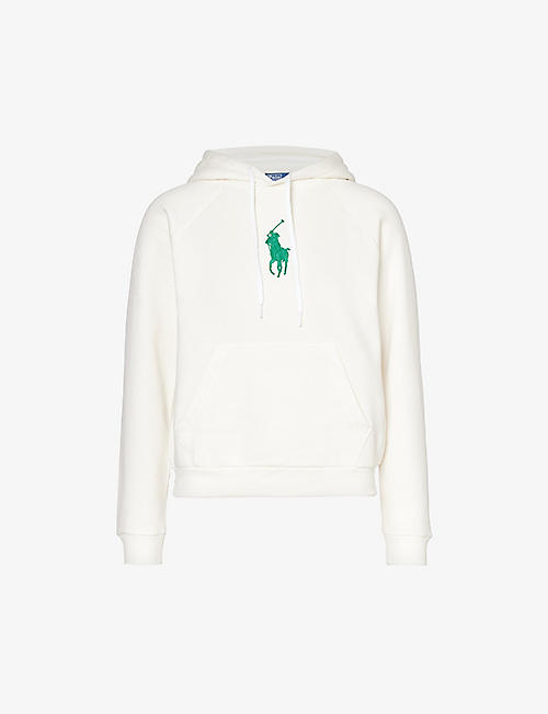 POLO RALPH LAUREN: Embroidered-logo kangaroo-pocket cotton-blend hoody