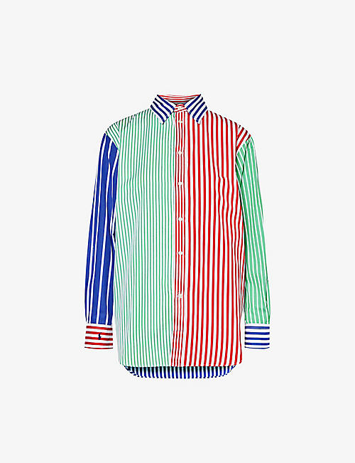 POLO RALPH LAUREN: Panelled stripe-pattern cotton shirt