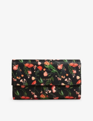 TED BAKER: Paitiia floral-print faux-leather travel wallet