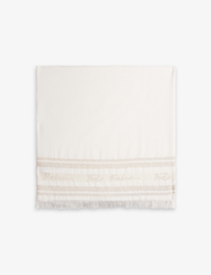 TED BAKER: Estelas metallic-brand embroidered woven scarf