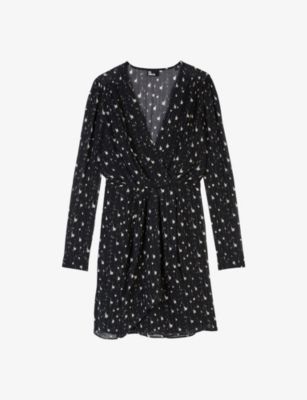 THE KOOPLES: Graphic-print wrap-front woven mini dress