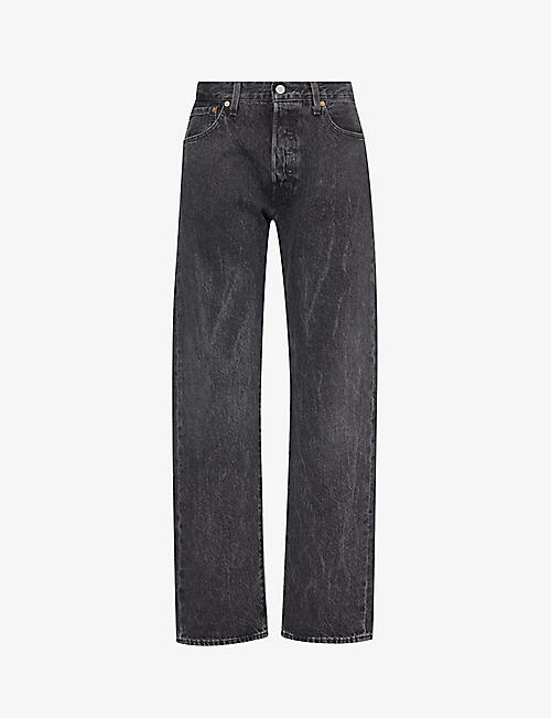 LEVIS: 501 faded-wash straight-leg regular-fit jeans