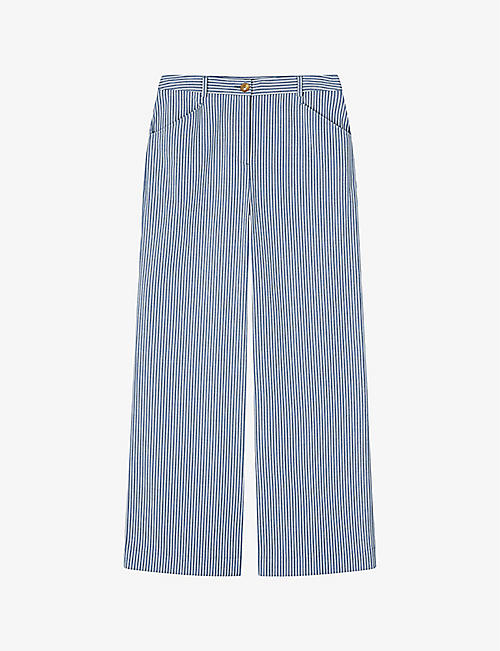 LK BENNETT: Gene stripe-pattern wide-leg mid-rise stretch-woven trousers
