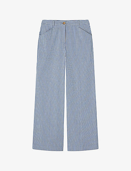 LK BENNETT: Luna stripe-pattern straight-leg mid-rise trousers