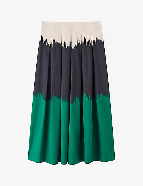 LK BENNETT: Dora dip-dye cotton midi skirt