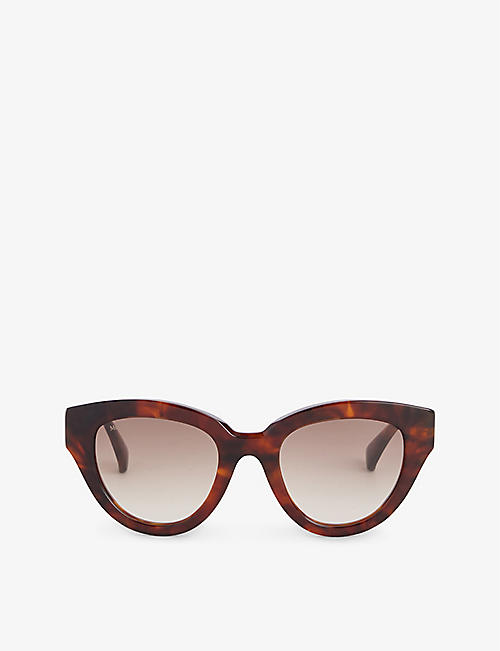 MAX MARA: Branded-temple cat-eye acetate sunglasses