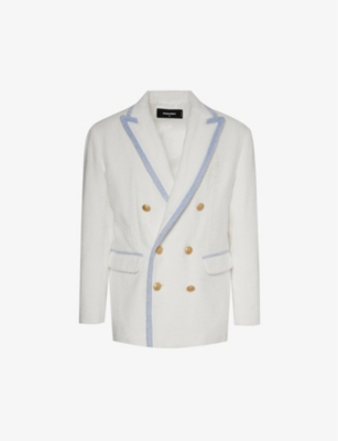 DSQUARED2: Double-breasted peak-lapel cotton-towelling jacket