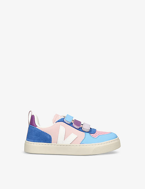 VEJA: V10 logo-embroidered low-top leather trainers 6-9 years